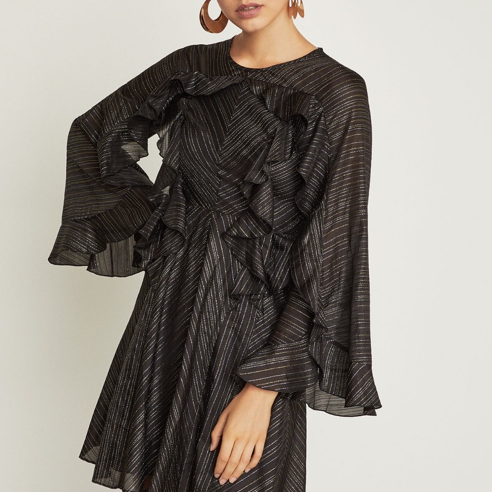 New BCBG Formal Ruffle Metallic Dress - Picture 3 of 8